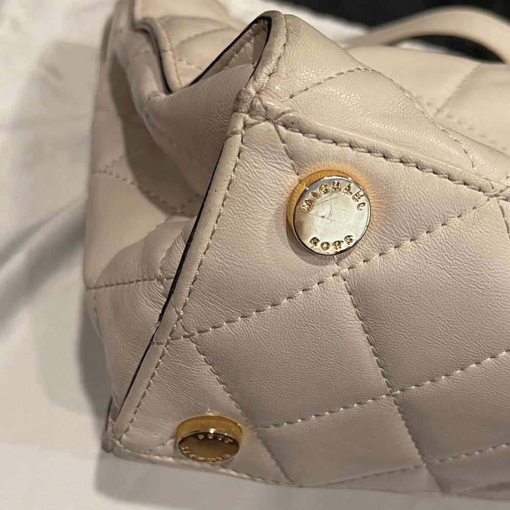 Michael Kors Quilted Shoulder Bag in Cream with Gold Accents - Picture 8 of 11